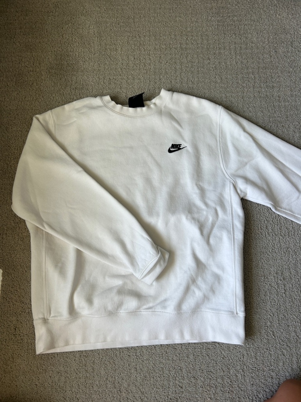 Nike White Crewneck Sweatshirt with Black Logo